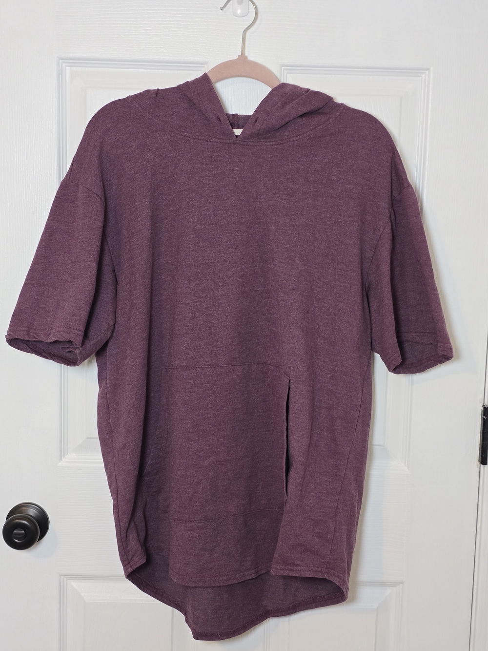 Elwood Men’s Heather Plum Short Sleeve Split Hem Hoodie Size Large